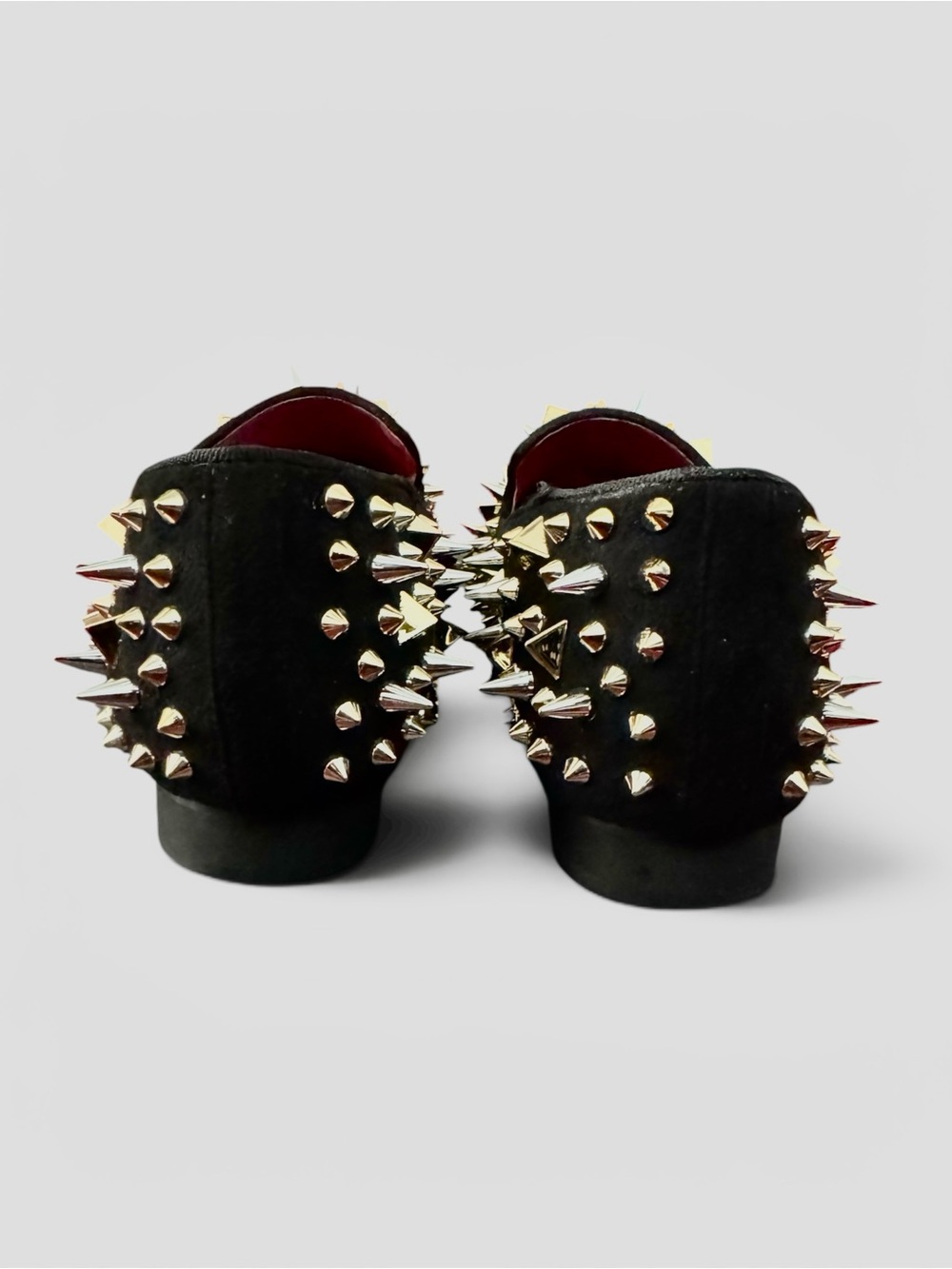 Azalea Wang Holt Black Gold/Silver Spiked/Studded Suede Loafers - Picture 8 of 11